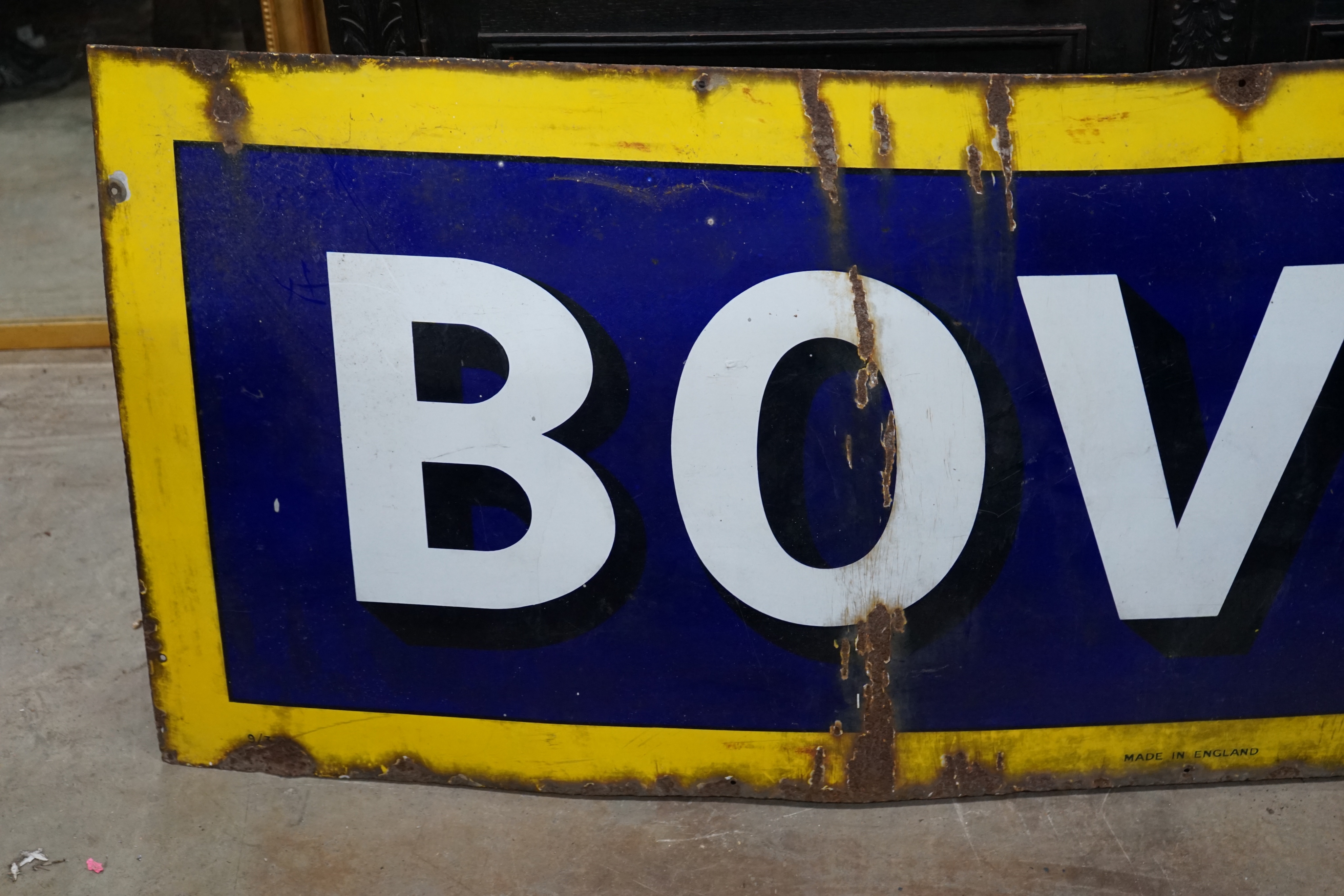 A vintage Bovril advertising sign, width 196cm height 70cm